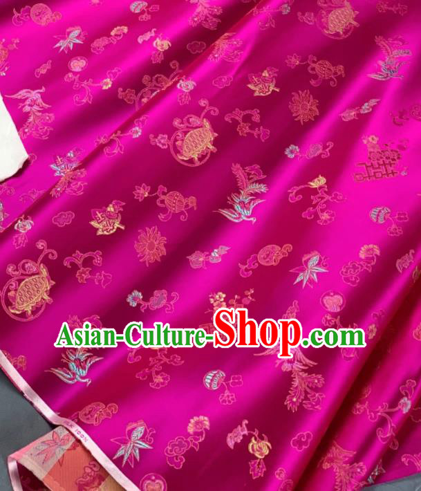 Chinese Classical Phoenix Bamboo Pattern Design Rosy Silk Fabric Asian Traditional Hanfu Brocade Material Chinese Classical Phoenix Bamboo Pattern Design Rosy Silk Fabric Asian Traditional Hanfu Brocade Material