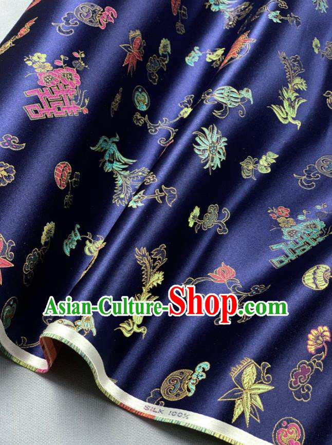 Chinese Classical Phoenix Bamboo Pattern Design Royalblue Silk Fabric Asian Traditional Hanfu Brocade Material Chinese Classical Phoenix Bamboo Pattern Design Royalblue Silk Fabric Asian Traditional Hanfu Brocade Material