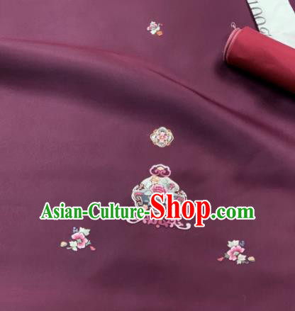 Chinese Classical Embroidered Peony Pattern Design Purple Silk Fabric Asian Traditional Hanfu Brocade Material Chinese Classical Embroidered Peony Pattern Design Purple Silk Fabric Asian Traditional Hanfu Brocade Material