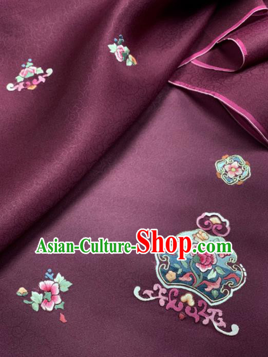 Chinese Classical Embroidered Peony Pattern Design Purple Silk Fabric Asian Traditional Hanfu Brocade Material Chinese Classical Embroidered Peony Pattern Design Purple Silk Fabric Asian Traditional Hanfu Brocade Material