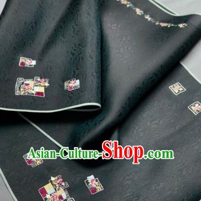 Chinese Classical Cloud Pattern Design Atrovirens Silk Fabric Asian Traditional Hanfu Brocade Material