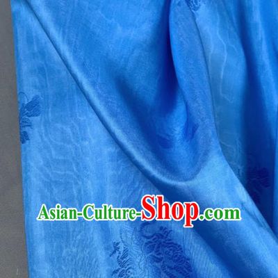 Chinese Classical Flowers Pattern Design Light Blue Silk Fabric Asian Traditional Hanfu Brocade Material
