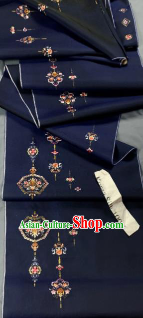 Chinese Classical Peach Flowers Pattern Design Navy Silk Fabric Asian Traditional Hanfu Brocade Material Chinese Classical Peach Flowers Pattern Design Navy Silk Fabric Asian Traditional Hanfu Brocade Material