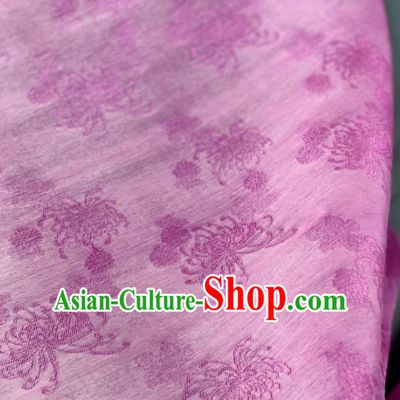 Chinese Classical Chrysanthemum Pattern Design Lilac Silk Fabric Asian Traditional Hanfu Brocade Material
