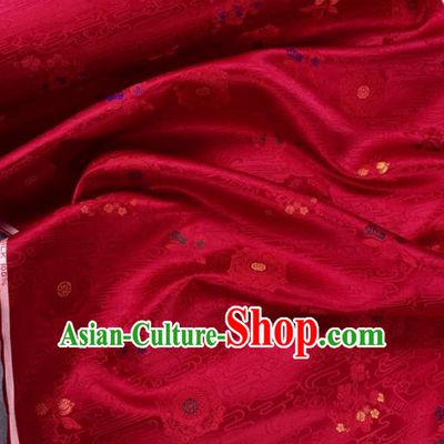 Chinese Classical Pattern Design Red Silk Fabric Asian Traditional Hanfu Brocade Material