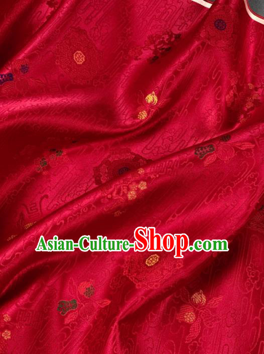 Chinese Classical Pattern Design Red Silk Fabric Asian Traditional Hanfu Brocade Material Chinese Classical Pattern Design Red Silk Fabric Asian Traditional Hanfu Brocade Material