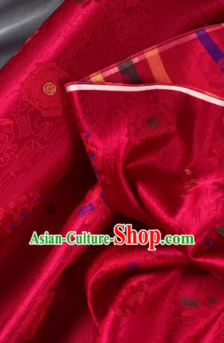Chinese Classical Pattern Design Red Silk Fabric Asian Traditional Hanfu Brocade Material Chinese Classical Pattern Design Red Silk Fabric Asian Traditional Hanfu Brocade Material