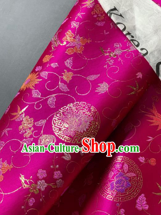 Chinese Classical Twine Chrysanthemum Pattern Design Rosy Silk Fabric Asian Traditional Hanfu Brocade Material Chinese Classical Twine Chrysanthemum Pattern Design Rosy Silk Fabric Asian Traditional Hanfu Brocade Material