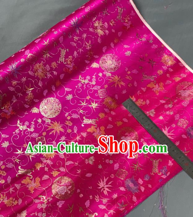 Chinese Classical Twine Chrysanthemum Pattern Design Rosy Silk Fabric Asian Traditional Hanfu Brocade Material Chinese Classical Twine Chrysanthemum Pattern Design Rosy Silk Fabric Asian Traditional Hanfu Brocade Material