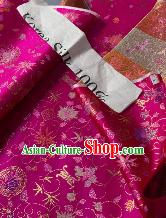 Chinese Classical Twine Chrysanthemum Pattern Design Rosy Silk Fabric Asian Traditional Hanfu Brocade Material Chinese Classical Twine Chrysanthemum Pattern Design Rosy Silk Fabric Asian Traditional Hanfu Brocade Material