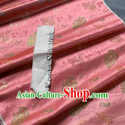 Chinese Classical Plum Blossom Pattern Design Orange Silk Fabric Asian Traditional Hanfu Brocade Material