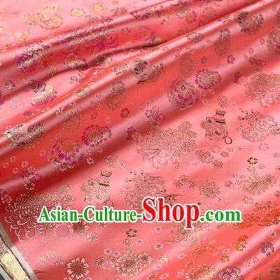 Chinese Classical Chrysanthemum Pattern Design Orange Silk Fabric Asian Traditional Hanfu Brocade Material
