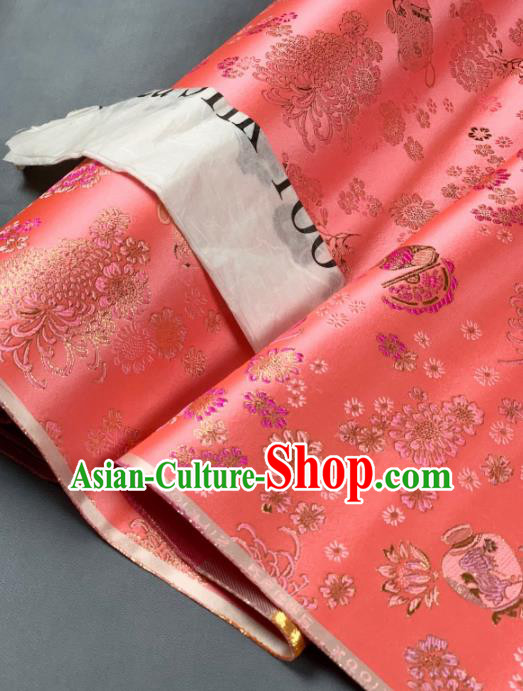 Chinese Classical Chrysanthemum Pattern Design Orange Silk Fabric Asian Traditional Hanfu Brocade Material Chinese Classical Chrysanthemum Pattern Design Orange Silk Fabric Asian Traditional Hanfu Brocade Material