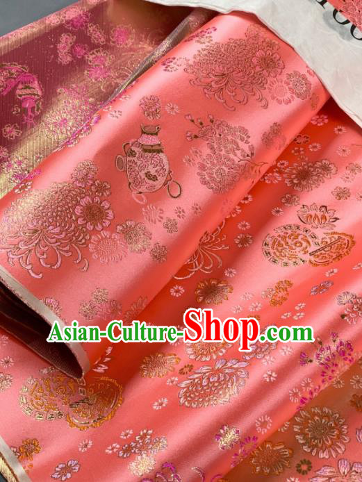 Chinese Classical Chrysanthemum Pattern Design Orange Silk Fabric Asian Traditional Hanfu Brocade Material Chinese Classical Chrysanthemum Pattern Design Orange Silk Fabric Asian Traditional Hanfu Brocade Material