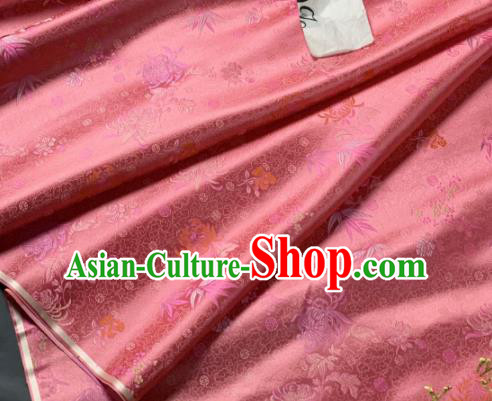 Chinese Classical Chrysanthemum Pattern Design Pink Silk Fabric Asian Traditional Hanfu Brocade Material Chinese Classical Chrysanthemum Pattern Design Pink Silk Fabric Asian Traditional Hanfu Brocade Material