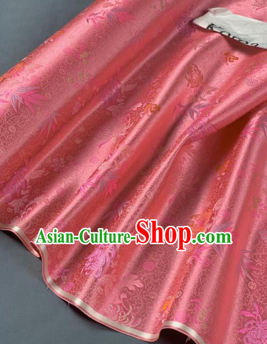 Chinese Classical Chrysanthemum Pattern Design Pink Silk Fabric Asian Traditional Hanfu Brocade Material Chinese Classical Chrysanthemum Pattern Design Pink Silk Fabric Asian Traditional Hanfu Brocade Material
