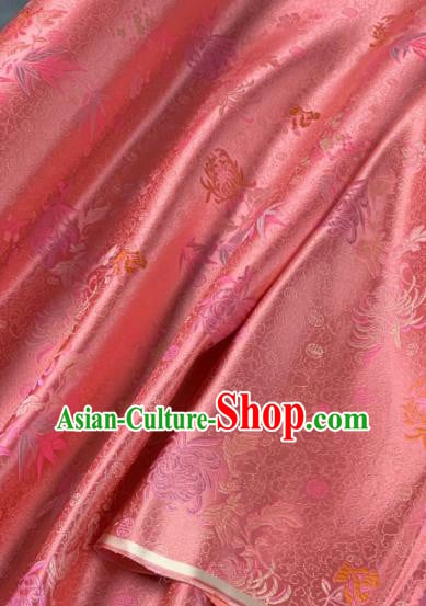 Chinese Classical Chrysanthemum Pattern Design Pink Silk Fabric Asian Traditional Hanfu Brocade Material Chinese Classical Chrysanthemum Pattern Design Pink Silk Fabric Asian Traditional Hanfu Brocade Material