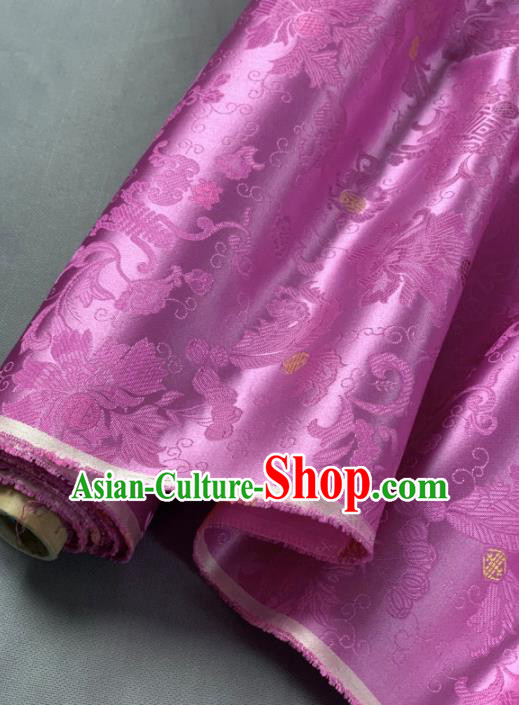 Chinese Classical Peony Pattern Design Lilac Silk Fabric Asian Traditional Hanfu Brocade Material Chinese Classical Peony Pattern Design Lilac Silk Fabric Asian Traditional Hanfu Brocade Material