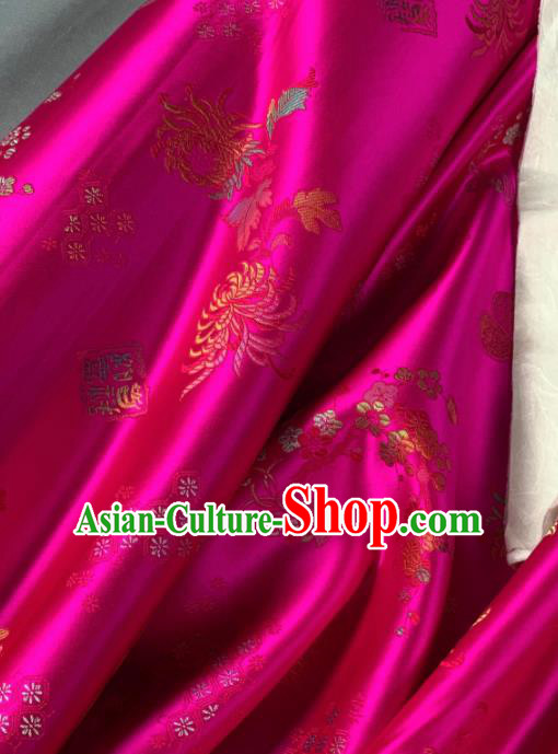 Chinese Classical Chrysanthemum Plum Pattern Design Rosy Silk Fabric Asian Traditional Hanfu Brocade Material Chinese Classical Chrysanthemum Plum Pattern Design Rosy Silk Fabric Asian Traditional Hanfu Brocade Material