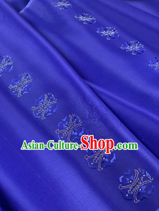 Chinese Classical Embroidered Pattern Design Royalblue Silk Fabric Asian Traditional Hanfu Material Chinese Classical Embroidered Pattern Design Royalblue Silk Fabric Asian Traditional Hanfu Material