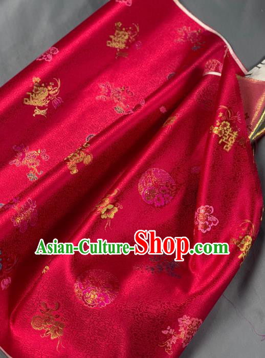 Chinese Classical Wedding Peony Pattern Design Red Silk Fabric Asian Traditional Hanfu Brocade Material Chinese Classical Wedding Peony Pattern Design Red Silk Fabric Asian Traditional Hanfu Brocade Material