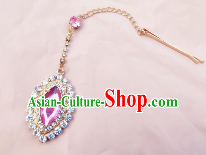 India Traditional Pink Eyebrows Pendant Asian Indian Handmade Hair Accessories for Women