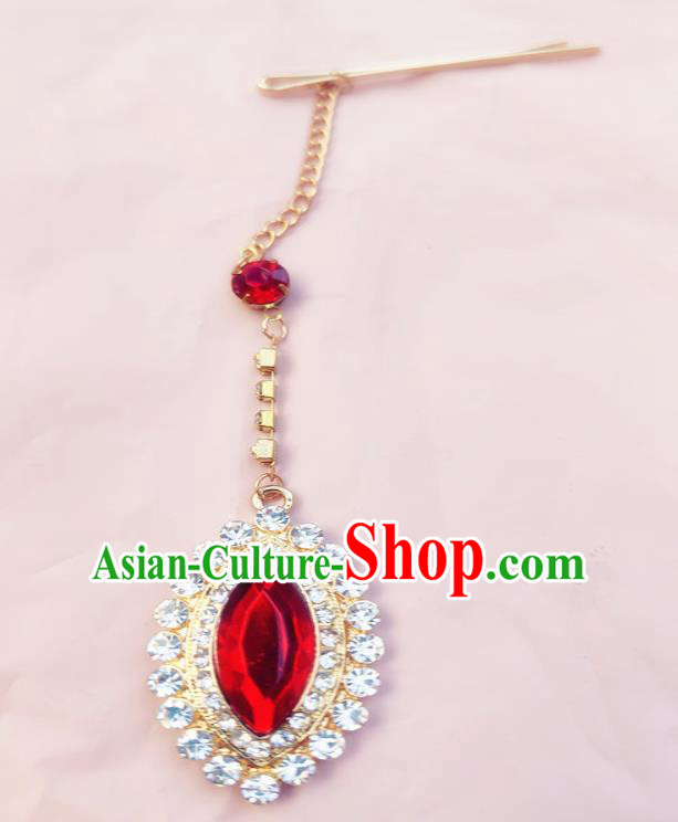 India Traditional Red Eyebrows Pendant Asian Indian Handmade Hair Accessories for Women India Traditional Red Eyebrows Pendant Asian Indian Handmade Hair Accessories for Women