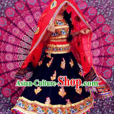 Asian India Traditional Folk Dance Dress Indian Lehenga Costumes for Women