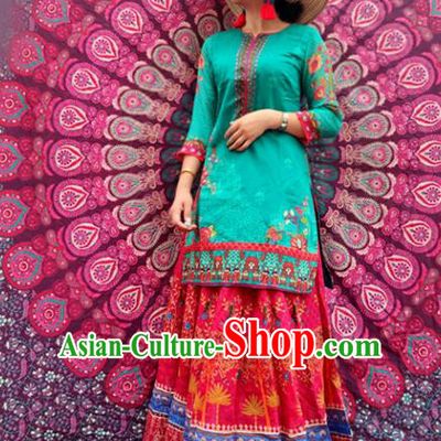 Asian India Traditional Folk Dance Punjab Dress Indian Embroidered Costumes for Women