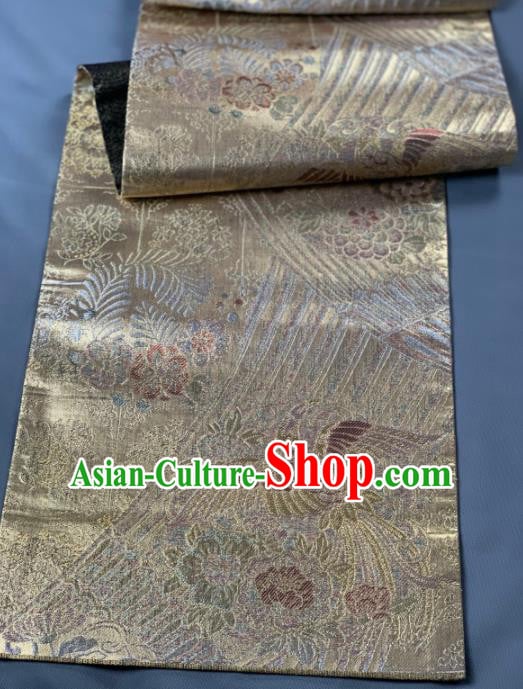 Asian Japanese Traditional Phoenix Pattern Design Brown Brocade Fabric Silk Fabric Tapestry Satin Asian Japanese Traditional Phoenix Pattern Design Brown Brocade Fabric Silk Fabric Tapestry Satin