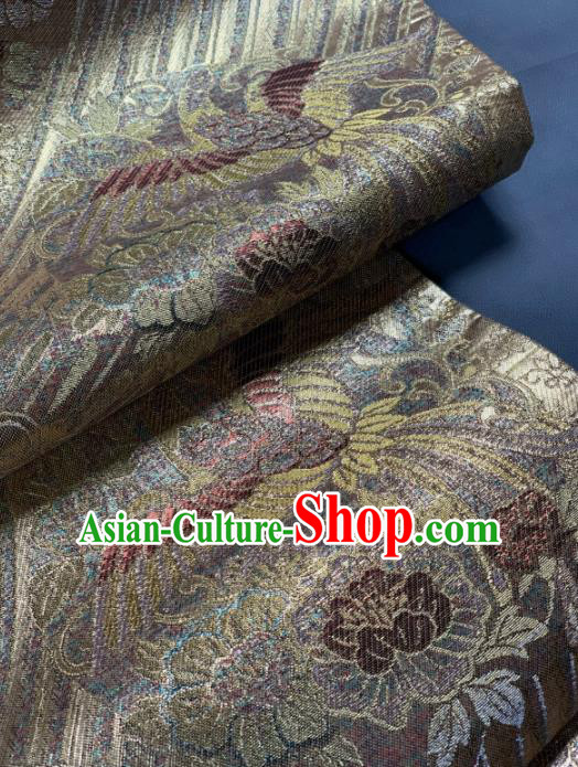 Asian Japanese Traditional Phoenix Pattern Design Brown Brocade Fabric Silk Fabric Tapestry Satin Asian Japanese Traditional Phoenix Pattern Design Brown Brocade Fabric Silk Fabric Tapestry Satin