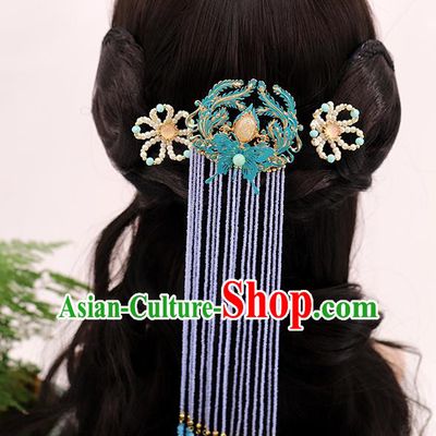 Traditional Chinese Handmade Phoenix Butterfly Tassel Hairpins Headdress Ancient Hanfu Hair Accessories for Women