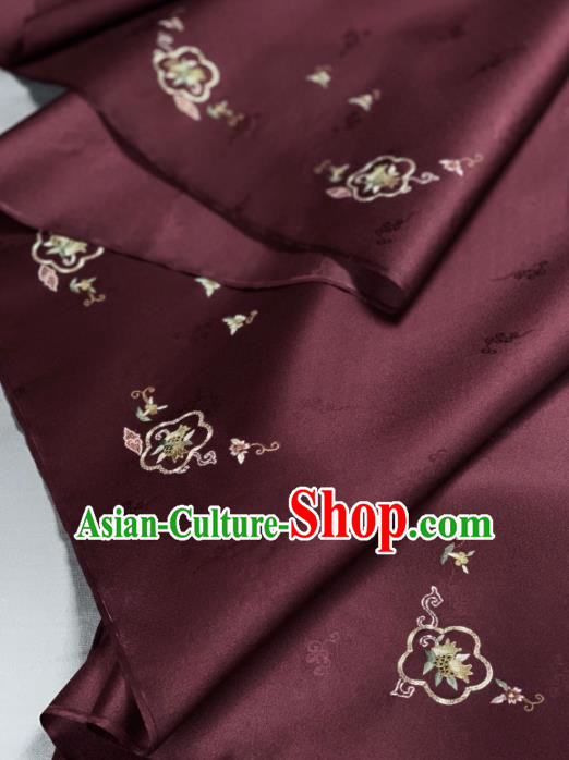 Asian Chinese Traditional Embroidered Pomegranate Pattern Design Wine Red Silk Fabric Hanfu Material Asian Chinese Traditional Embroidered Pomegranate Pattern Design Wine Red Silk Fabric Hanfu Material