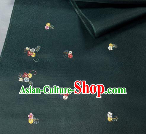 Asian Chinese Traditional Embroidered Pattern Design Atrovirens Silk Fabric Hanfu Material Asian Chinese Traditional Embroidered Pattern Design Atrovirens Silk Fabric Hanfu Material