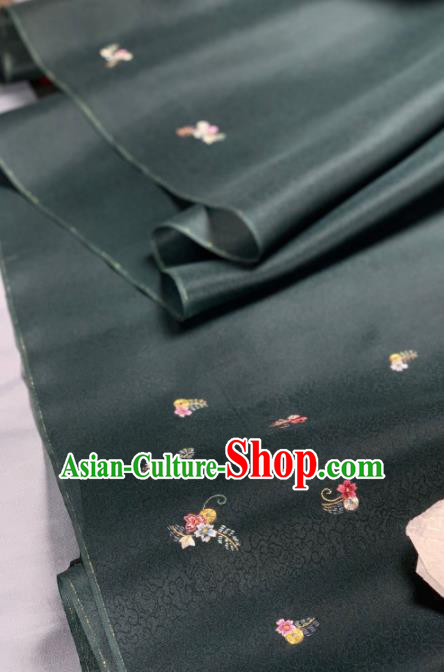 Asian Chinese Traditional Embroidered Pattern Design Atrovirens Silk Fabric Hanfu Material Asian Chinese Traditional Embroidered Pattern Design Atrovirens Silk Fabric Hanfu Material