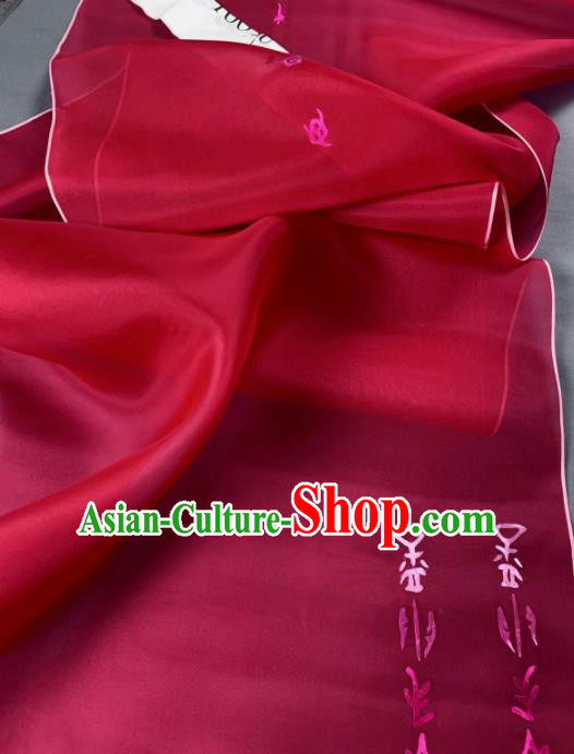 Asian Chinese Traditional Embroidered Pattern Design Red Silk Fabric Hanfu Material