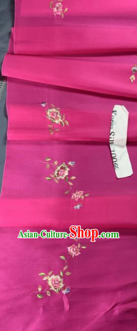 Asian Chinese Traditional Embroidered Flowers Pattern Design Rosy Silk Fabric Hanfu Material Asian Chinese Traditional Embroidered Flowers Pattern Design Rosy Silk Fabric Hanfu Material