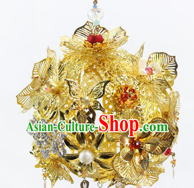 Traditional Chinese Wedding Prop Golden Lantern Ancient Bride Handmade Accessories for Women