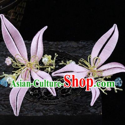 Traditional Chinese Handmade Pink Hairpin Headdress Ancient Hanfu Hair Accessories for Women