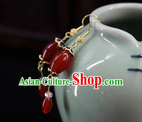 Traditional Chinese Handmade Agate Earrings Ancient Hanfu Ear Accessories for Women Traditional Chinese Handmade Agate Earrings Ancient Hanfu Ear Accessories for Women
