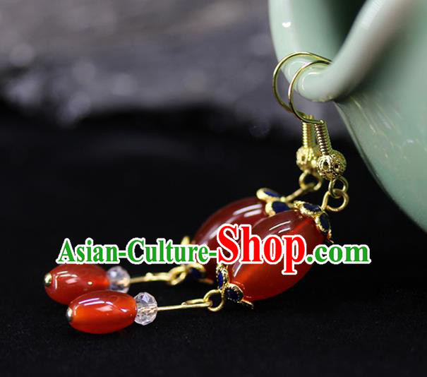 Traditional Chinese Handmade Agate Earrings Ancient Hanfu Ear Accessories for Women Traditional Chinese Handmade Agate Earrings Ancient Hanfu Ear Accessories for Women