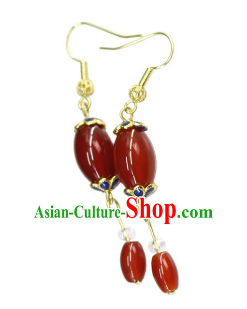 Traditional Chinese Handmade Agate Earrings Ancient Hanfu Ear Accessories for Women Traditional Chinese Handmade Agate Earrings Ancient Hanfu Ear Accessories for Women
