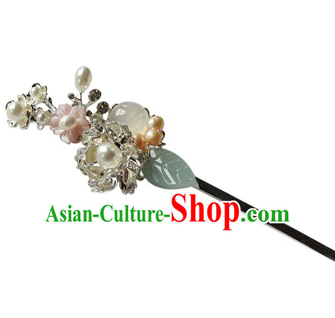 Traditional Chinese Handmade Chalcedony Hairpin Headdress Ancient Hanfu Hair Accessories for Women Traditional Chinese Handmade Chalcedony Hairpin Headdress Ancient Hanfu Hair Accessories for Women