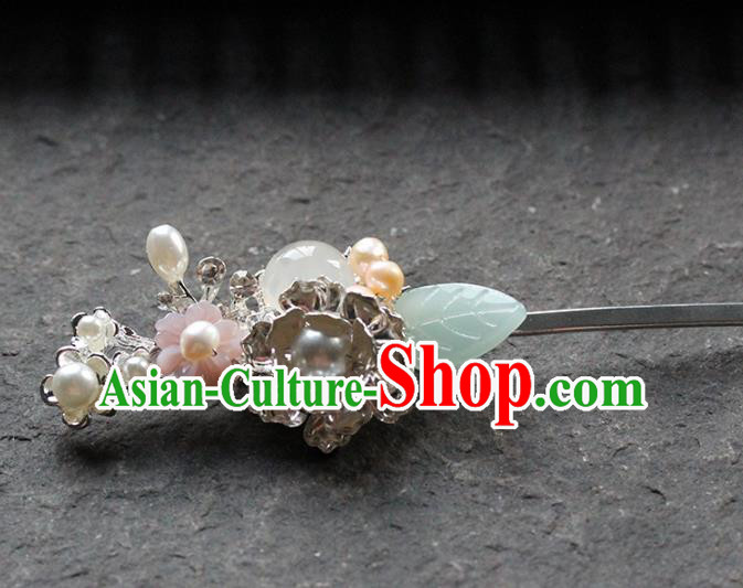 Traditional Chinese Handmade Chalcedony Hairpin Headdress Ancient Hanfu Hair Accessories for Women Traditional Chinese Handmade Chalcedony Hairpin Headdress Ancient Hanfu Hair Accessories for Women