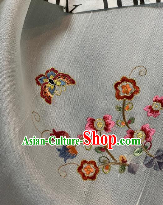 Chinese Traditional Embroidered Flowers Pattern Design White Silk Fabric Asian Hanfu Material Chinese Traditional Embroidered Flowers Pattern Design White Silk Fabric Asian Hanfu Material