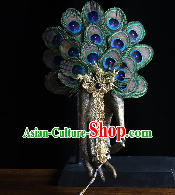 Traditional Chinese Handmade Feather Fans Ancient Hanfu Wedding Palace Fan for Women Traditional Chinese Handmade Feather Fans Ancient Hanfu Wedding Palace Fan for Women