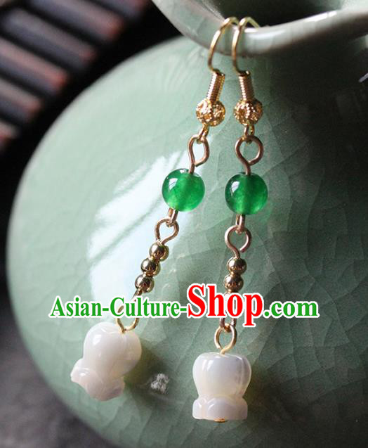 Traditional Chinese Handmade Convallaria Majalis Earrings Ancient Hanfu Ear Accessories for Women Traditional Chinese Handmade Convallaria Majalis Earrings Ancient Hanfu Ear Accessories for Women