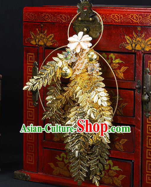 Traditional Chinese Wedding Golden Bridal Bouquet Ancient Bride Handmade Accessories for Women