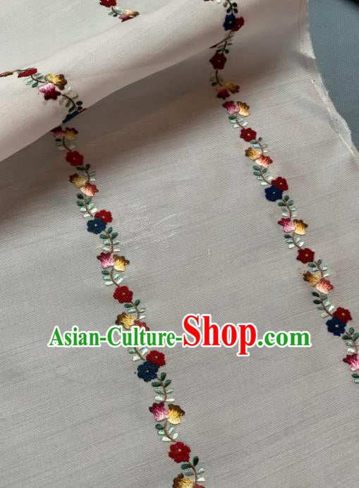 Chinese Traditional Embroidered Little Flowers Pattern Design White Silk Fabric Asian Hanfu Material Chinese Traditional Embroidered Little Flowers Pattern Design White Silk Fabric Asian Hanfu Material