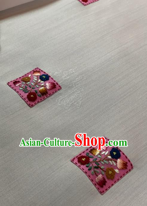 Chinese Traditional Embroidered Little Flowers Pattern Design White Silk Fabric Asian Hanfu Material Chinese Traditional Embroidered Little Flowers Pattern Design White Silk Fabric Asian Hanfu Material